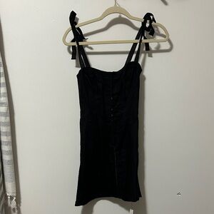Reformation Dion Black Mini Dress with Tie Straps